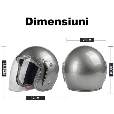 Casca moto/scuter unisex, cu vizor, marime universala 56-62cm, Gri [1]