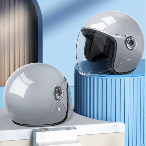 Casca moto/scuter unisex, cu vizor, marime universala 56-62cm, gri, FIXATO [1]