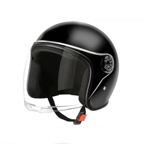 Casti - Casca moto/scuter unisex, cu vizor, marime universala 56-62cm, neagra, FIXATO