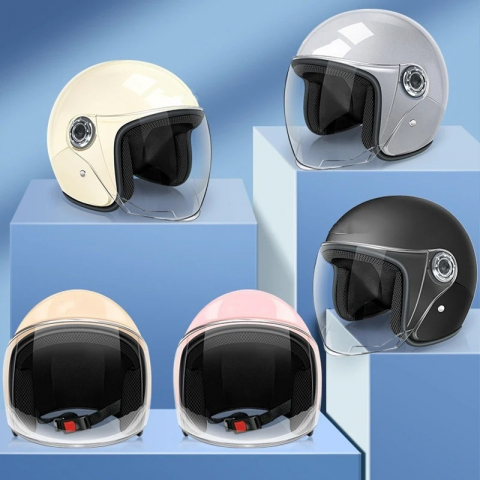 Casca moto/scuter unisex, cu vizor, marime universala 56-62cm, crem [1]