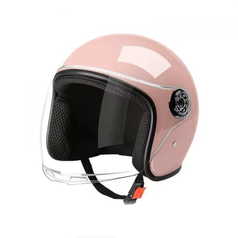Casti - Casca moto/scuter unisex, cu vizor, marime universala 56-62cm, roz, FIXATO