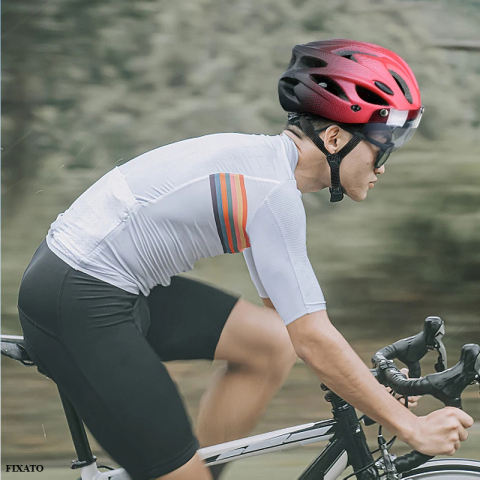 Casca Protectie Bicicleta, FIXATO, Cu LED lumina spate, Trei moduri luminoase, Viziera Detasabila, Aerodinamica, Dimensiune reglabila, Circumferinta 58-62, Mov [4]