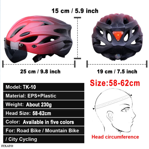 Casca Protectie Bicicleta, FIXATO, Cu LED lumina spate, Trei moduri luminoase, Viziera Detasabila, Aerodinamica, Dimensiune reglabila, Circumferinta 58-62, Mov [3]
