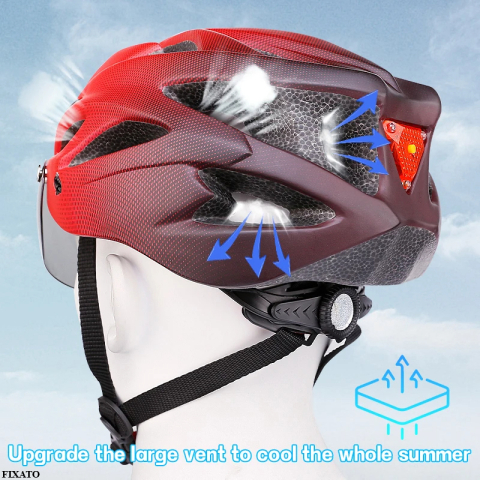 Casca Protectie Bicicleta, FIXATO, Cu LED lumina spate, Trei moduri luminoase, Viziera Detasabila, Aerodinamica, Dimensiune reglabila, Circumferinta 58-62, Mov [11]