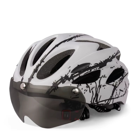CASTI BICICLETA / TROTINETA - Casca protectie Bicicleta/Trotineta Electrica FIXATO, Viziera detasabila, Aerodinamica, Disipare buna a caldurii si Ventilatie eficienta, Dimensiune reglabila, Alb cu Negru