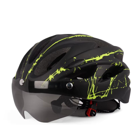 CASTI BICICLETA / TROTINETA - Casca protectie Bicicleta/Trotineta Electrica FIXATO, Viziera detasabila, Aerodinamica, Disipare buna a caldurii si Ventilatie eficienta, Dimensiune reglabila, Negru cu Verde