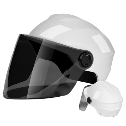 Casti de protectie - Casca scuter/bicicleta electrica Unisex cu vizor, marime universala 54-60 cm, Alb, FIXATO