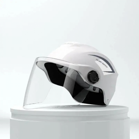 Casca scuter/bicicleta electrica Unisex cu vizor, marime universala 54-60 cm, Alb, FIXATO [2]