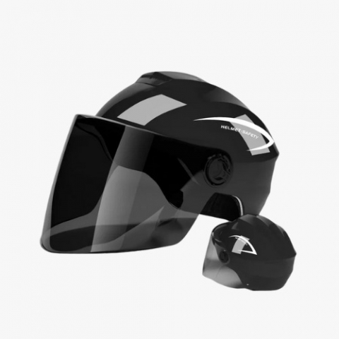 Casti de protectie - Casca scuter/bicicleta electrica Unisex cu vizor, marime universala 54-60 cm, Negru, FIXATO