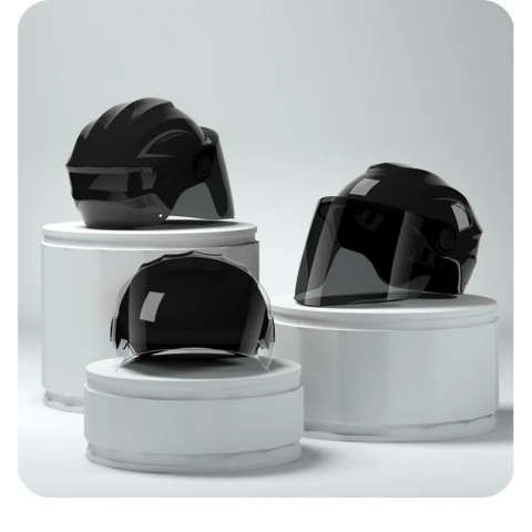 Casca scuter/bicicleta electrica Unisex cu vizor, marime universala 54-60 cm, Negru, FIXATO [1]