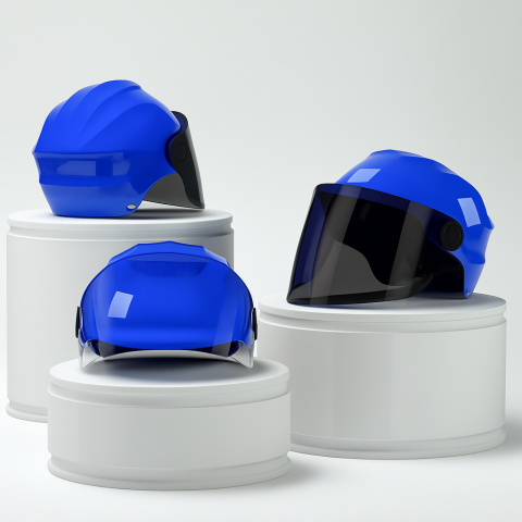 Casca scuter/bicicleta electrica Unisex cu vizor, marime universala 56-62 cm, Albastru [1]