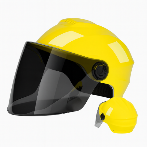 Casti de protectie - Casca scuter/bicicleta electrica Unisex cu vizor, marime universala 56-62 cm, Galben