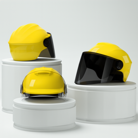 Casca scuter/bicicleta electrica Unisex cu vizor, marime universala 56-62 cm, Galben [1]