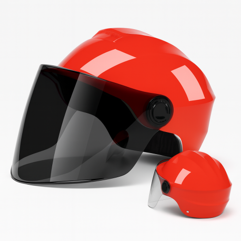 Casti de protectie - Casca scuter/bicicleta electrica Unisex cu vizor, marime universala 56-62 cm, Rosu