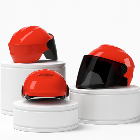 Casca scuter/bicicleta electrica Unisex cu vizor, marime universala 56-62 cm, Rosu [1]