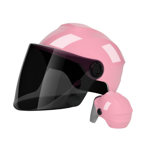 Casti de protectie - Casca scuter/bicicleta electrica Unisex cu vizor, marime universala 56-62 cm, Roz