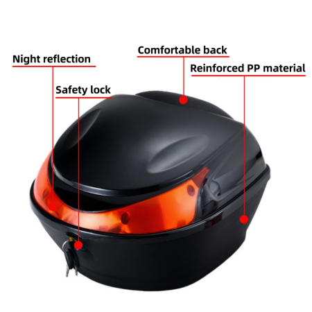 Cutie portbagaj moto / scuter, 28x28x20 cm, FIXATO, cu cheie și sistem antifurt, Negru [2]