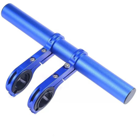 Accesorii - Extensie Ghidon Bicicleta, Trotineta Electrica, Scuter, Suport telefon, Pedometru, Claxon, 20 cm, include Banda Cauciuc anti-zgariere ghidon, FIXATO, Albastru