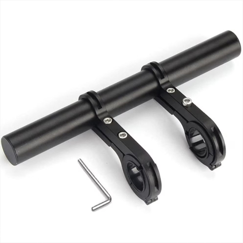 Accesorii - Extensie Ghidon Bicicleta, Trotineta Electrica, Scuter, Suport telefon, Pedometru, Claxon, 20 cm, include Banda Cauciuc anti-zgariere ghidon, FIXATO, Negru