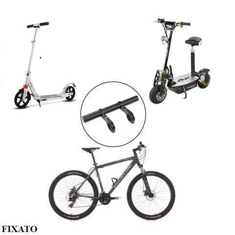 Extensie Ghidon Bicicleta, Trotineta Electrica, Scuter, Suport telefon, Pedometru, Claxon, 20 cm, include Banda Cauciuc anti-zgariere ghidon, FIXATO, Negru [4]