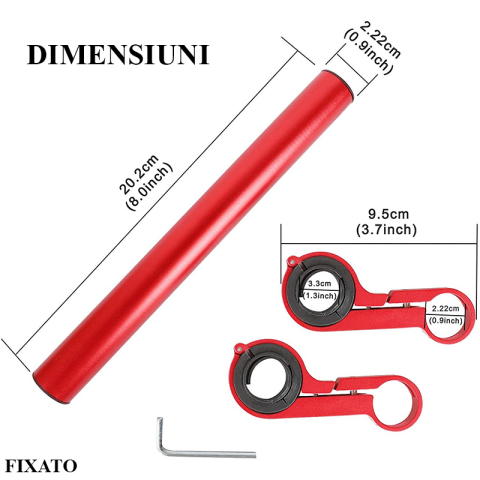 Extensie Ghidon Bicicleta, Trotineta Electrica, Scuter, Suport telefon, Pedometru, Claxon, 20 cm, include Banda Cauciuc anti-zgariere ghidon, FIXATO, Rosu [2]