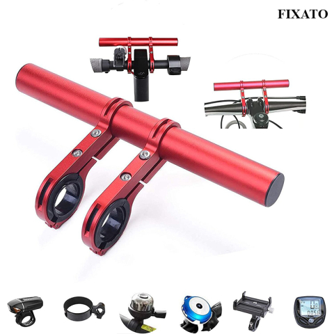 Extensie Ghidon Bicicleta, Trotineta Electrica, Scuter, Suport telefon, Pedometru, Claxon, 20 cm, include Banda Cauciuc anti-zgariere ghidon, FIXATO, Rosu [4]