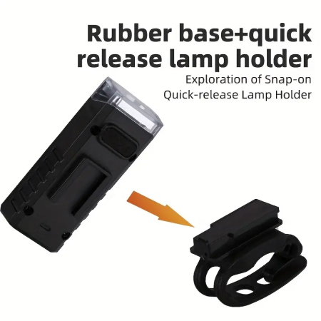 Far bicicleta fata LED, Lumină frontală puternică, cu unghi larg de 155 de grade, incarcare USB, baterie reîncărcabilă, suport din cauciuc cu prindere rapida, material ABS durabil, FIXATO, Negru [2]