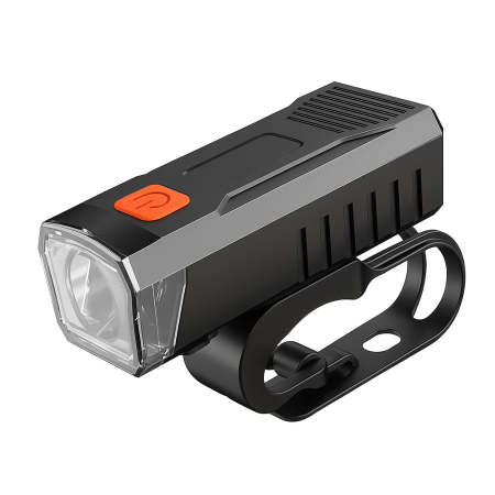 Diverse Accesorii - Far bicicleta fata LED, Lumină frontală puternică, cu unghi larg de 155 de grade, incarcare USB, baterie reîncărcabilă, suport din cauciuc cu prindere rapida, material ABS durabil, FIXATO, Negru