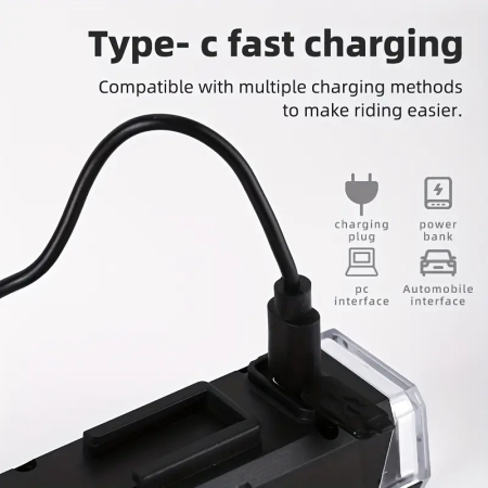 Far bicicleta fata LED, Lumină frontală puternică, cu unghi larg de 155 de grade, incarcare USB, baterie reîncărcabilă, suport din cauciuc cu prindere rapida, material ABS durabil, FIXATO, Negru [1]