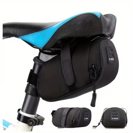 Genti - Geanta pentru scaun de Bicicleta, Montare Usoara, Curea Reglabila, Material Durabil ABS, Depozitare Compacta pentru Accesorii, FIXATO, Negru