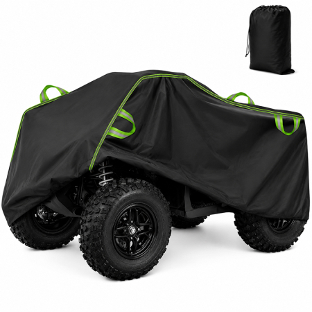Huse ATV - Husa pentru ATV, FIXATO, rezistenta la UV, Impermeabila si la praf, cu Geanta de Depozitare, Benzi Reflectorizante, 210 × 120 × 115 cm, XL, Negru