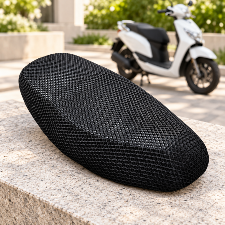 Huse Moto - Husa pentru sa Moto, Scuter, FIXATO, Plasa Respirabila, Design elastic, Antiderapant, Strat dublu, Universal, Negru