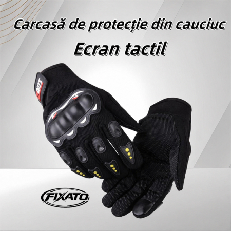 Manusi Moto FIXATO, Protectie Avansata, Anti-Alunecare, Touchscreen, Respirabile, Rezistente la Socuri, Negru [1]