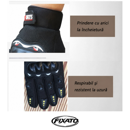 Manusi Moto FIXATO, Protectie Avansata, Anti-Alunecare, Touchscreen, Respirabile, Rezistente la Socuri, Negru [2]