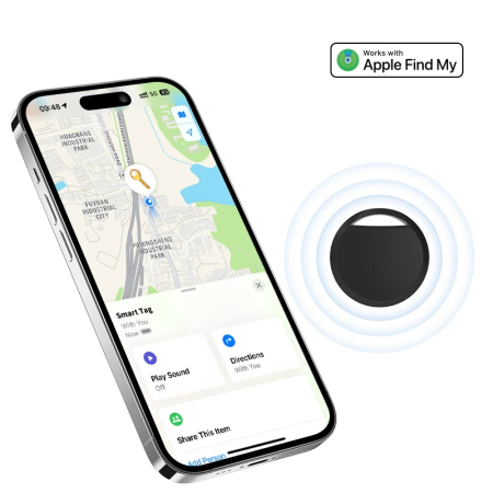 Dispozitive GPS - Mini GPS Tracker FIXATO, dispozitiv anti-pierdere, localizare in timp real, compatibil Apple Find My, pentru masini, copii, animale, bagaje, Negru