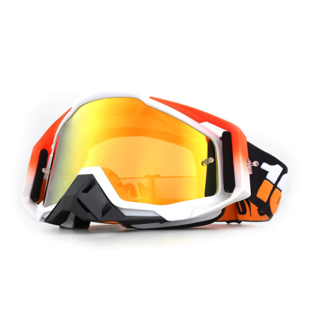 Ochelari Moto ATV / Enduro / Cross - Ochelari Moto ATV / Enduro / Cross, FIXATO, Lentila Aurie, Rama Portocaliu cu Alb