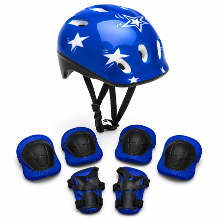Set Protectie Pentru Copii 7 in 1 FIXATO, Casca pentru 4-12 ani, Genunchiere, Cotiere si Aparatori Incheieturi, pentru Ciclism, Patinaj, Skateboard, Albastru [0]