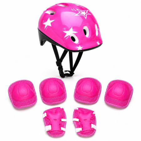 Set Protectie Pentru Copii 7 in 1 FIXATO, Casca pentru 4-12 ani, Genunchiere, Cotiere si Aparatori Incheieturi, pentru Ciclism, Patinaj, Skateboard, Roz [0]