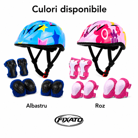 Set Protectie pentru Copii FIXATO 7 in 1, Casca pentru 3-8 ani, Genunchiere, Cotiere, Aparatori Incheieturi, pentru Bicicleta, Trotineta, Role, Marimea XS, Albastru [4]