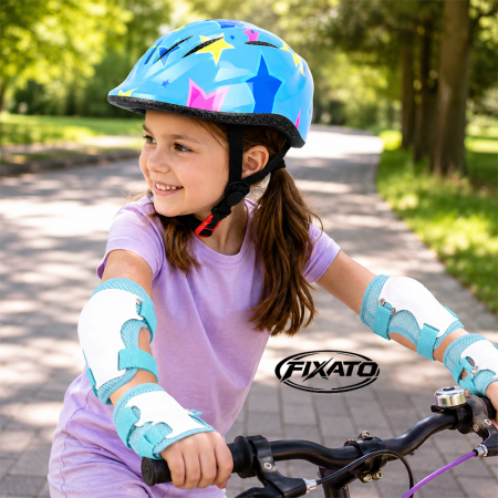 Set Protectie pentru Copii FIXATO 7 in 1, Casca pentru 3-8 ani, Genunchiere, Cotiere, Aparatori Incheieturi, pentru Bicicleta, Trotineta, Role, Marimea XS, Albastru [1]