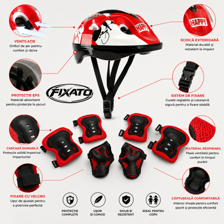 Set Protectie pentru Copii FIXATO, Casca 7 in 1 pentru Copil 3-14 ani, Genunchiere, Cotiere, Aparatori Incheieturi, pentru Ciclism, Patinaj, Skateboard, Ideal pentru Bicicleta, Trotineta, Role, Patine [2]