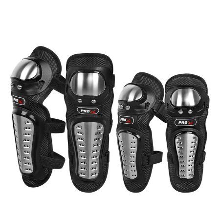 Protecţii si imbracaminte - Set Protectii Moto Genunchi si Coate, Curele Ajustabile, Design Ergonomic, Pentru Moto, Scuter, ATV, Enduro, Bicicletă, FIXATO, Negru