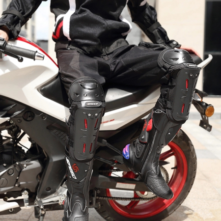 Set Protectii Moto pentru Genunchi si Coate, ABS Durabil, Usoare, Confortabile, Reglabile, Pentru Moto, Scuter, ATV, Enduro, Bicicleta, FIXATO, Negru [2]