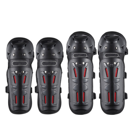Genunchiere si cotiere - Set Protectii Moto pentru Genunchi si Coate, ABS Durabil, Usoare, Confortabile, Reglabile, Pentru Moto, Scuter, ATV, Enduro, Bicicleta, FIXATO, Negru