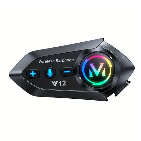 Sisteme de comunicare Moto - Sistem de Comunicare Moto Bluetooth, Intercom Casca Moto/Scuter, Afișaj LED RGB, Anulare Zgomot, Răspuns Automat, Navigație Vocală, Muzică, Impermeabil IPX6, Încărcare USB, FIXATO, Negru