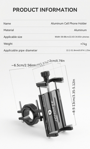 Suport de telefon pentru Bicicleta/Motocicleta/Scuter/Trotineta, FIXATO, Aluminiu, Negru [4]