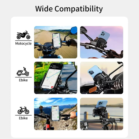Suport de telefon pentru Bicicleta/Motocicleta/Scuter/Trotineta, montare sigura, constructie durabila, FIXATO, Negru [5]