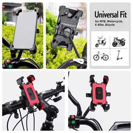 Suport de Telefon pentru Moto/Scuter/Bicicleta/Trotineta, FIXATO, prindere pe oglinda, Negru [2]