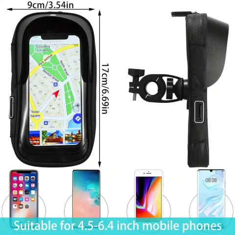 Suport de telefon, rezistent la apa, pentru Bicicleta/Motocicleta/Scuter/Trotineta, FIXATO, Negru [1]