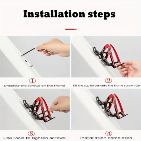 Suport sticla apa pentru bicicleta, montare pe cadru, plastic PC durabil, 13 x 5 x 7.5 cm, cu suruburi si inbus incluse, FIXATO, Rosu Galben [1]